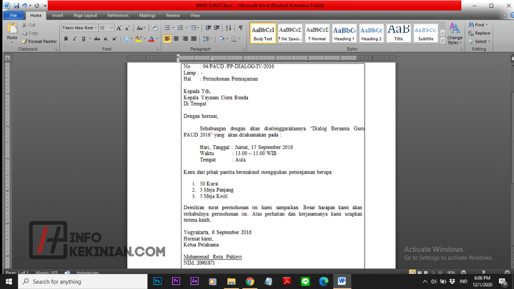 Contoh Surat Penawaran Barang