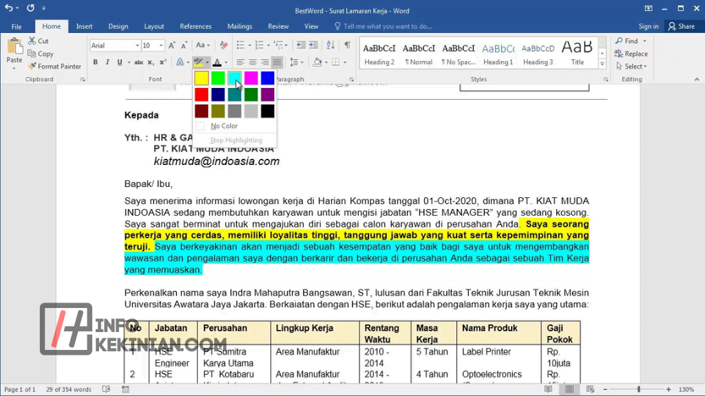 Contoh Surat Penawaran Proyek